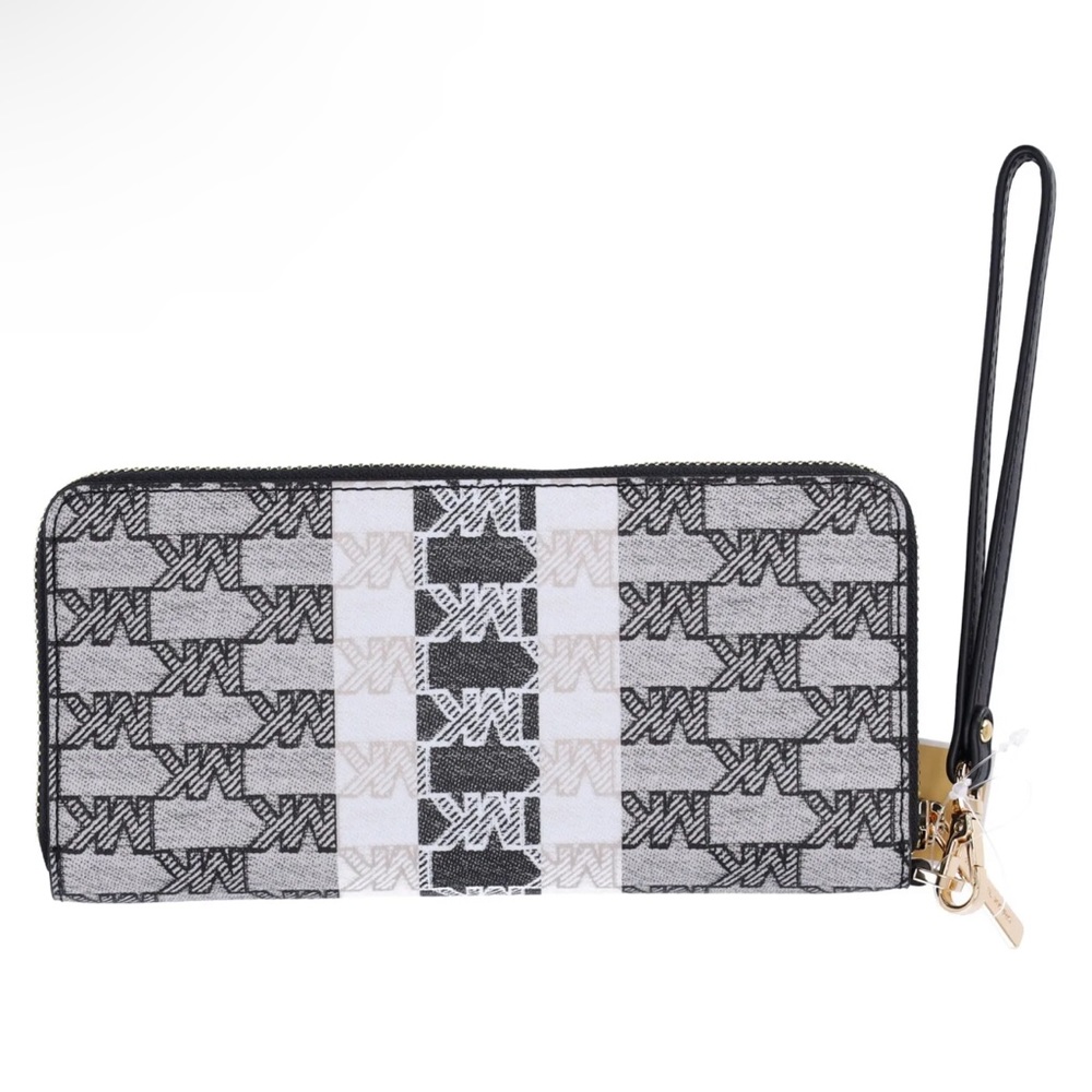 Michael Kors Jet Set Travel Large Continental Jacquard Wallet MK Black Multi - Picture 2 of 6